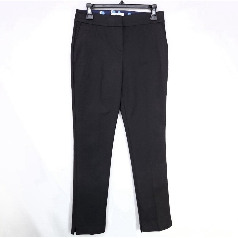 Boden Dress Pants Women's SZ 10 Regular Straight Leg Pockets Slit Hem Black